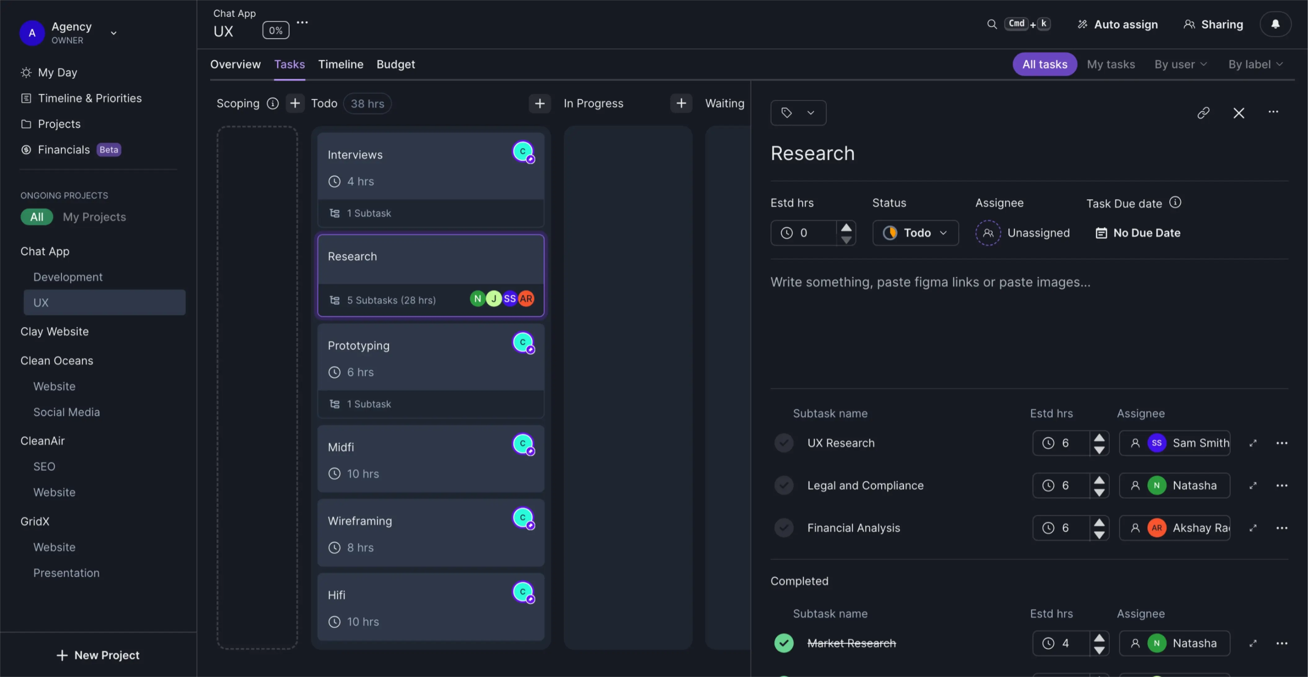 Tasks and Subtasks - GetOverview